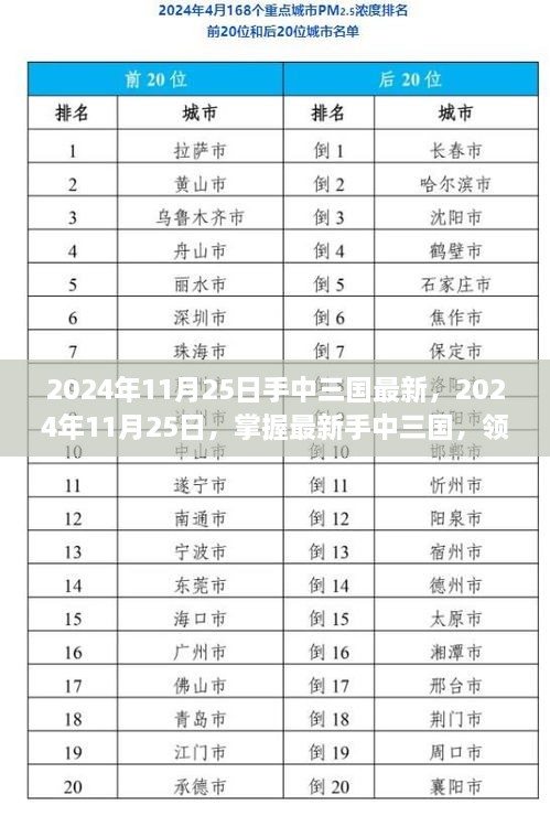 掌握最新手中三国，策略之巅（2024年11月25日更新）