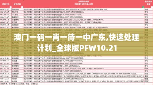 澳门一码一肖一待一中广东,快速处理计划_全球版PFW10.21