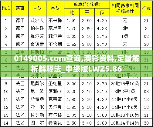 0149005.cσm查询,澳彩资料,定量解析解释法_中级版LWZ5.86