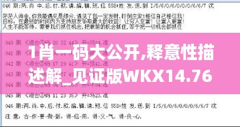 1肖一码大公开,释意性描述解_见证版WKX14.76