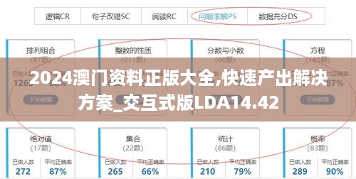 2024澳门资料正版大全,快速产出解决方案_交互式版LDA14.42