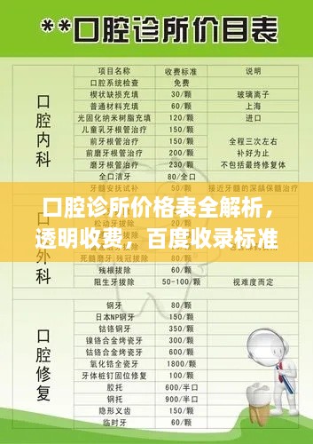 口腔诊所价格表全解析，透明收费，百度收录标准